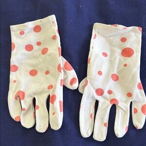 Polka Dot Ladies Cotton Gloves, orange and white